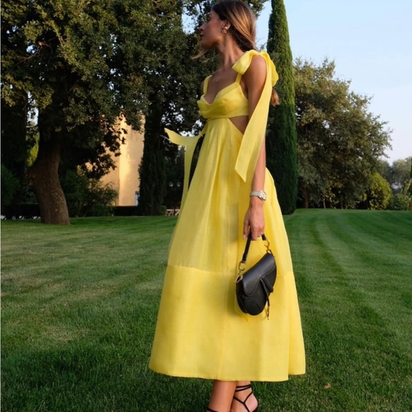 Zimmermann Sunshine Wild Botanica Bralette Open Back Linen Dress AU 0 US S - Picture 2 of 11